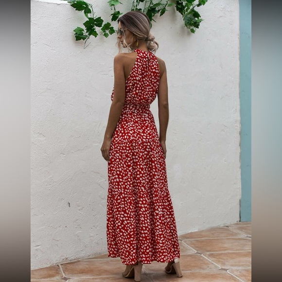 COPY - Boho floral print belted halter maxi dress - Picture 4 of 7